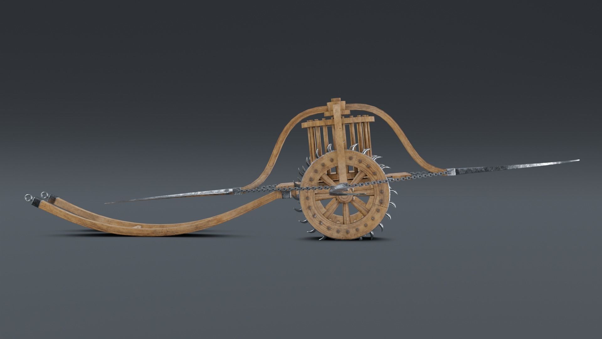 Scythed Charriot - Leonardo da Vinci Low-poly 3D model_6