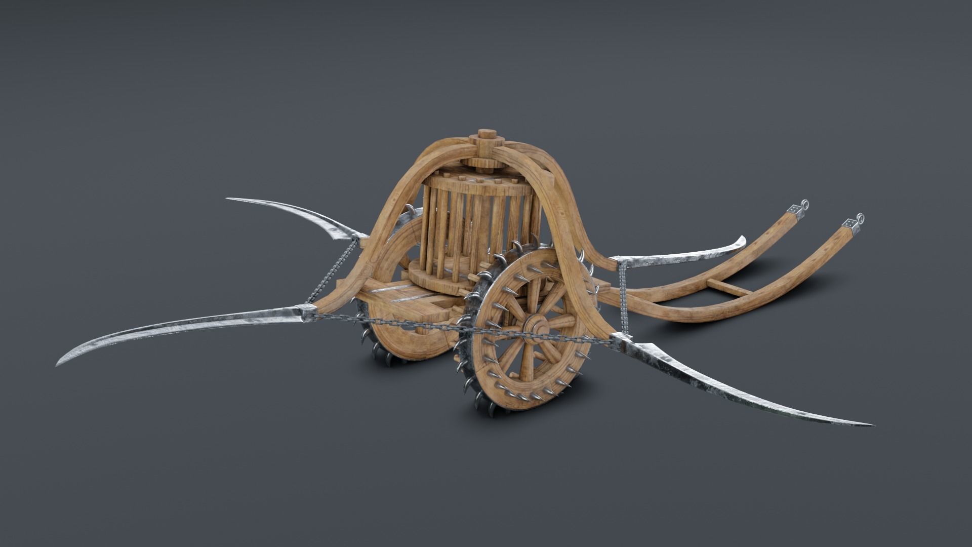 Scythed Charriot - Leonardo da Vinci Low-poly 3D model_11