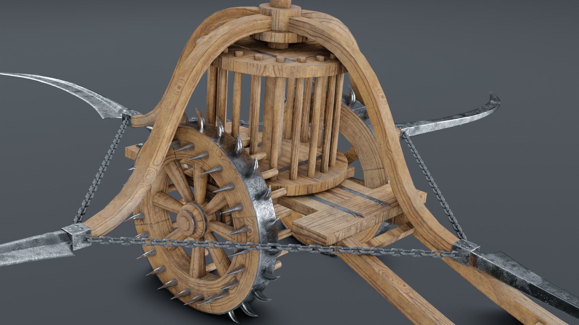 Scythed Charriot - Leonardo da Vinci Low-poly 3D model_14