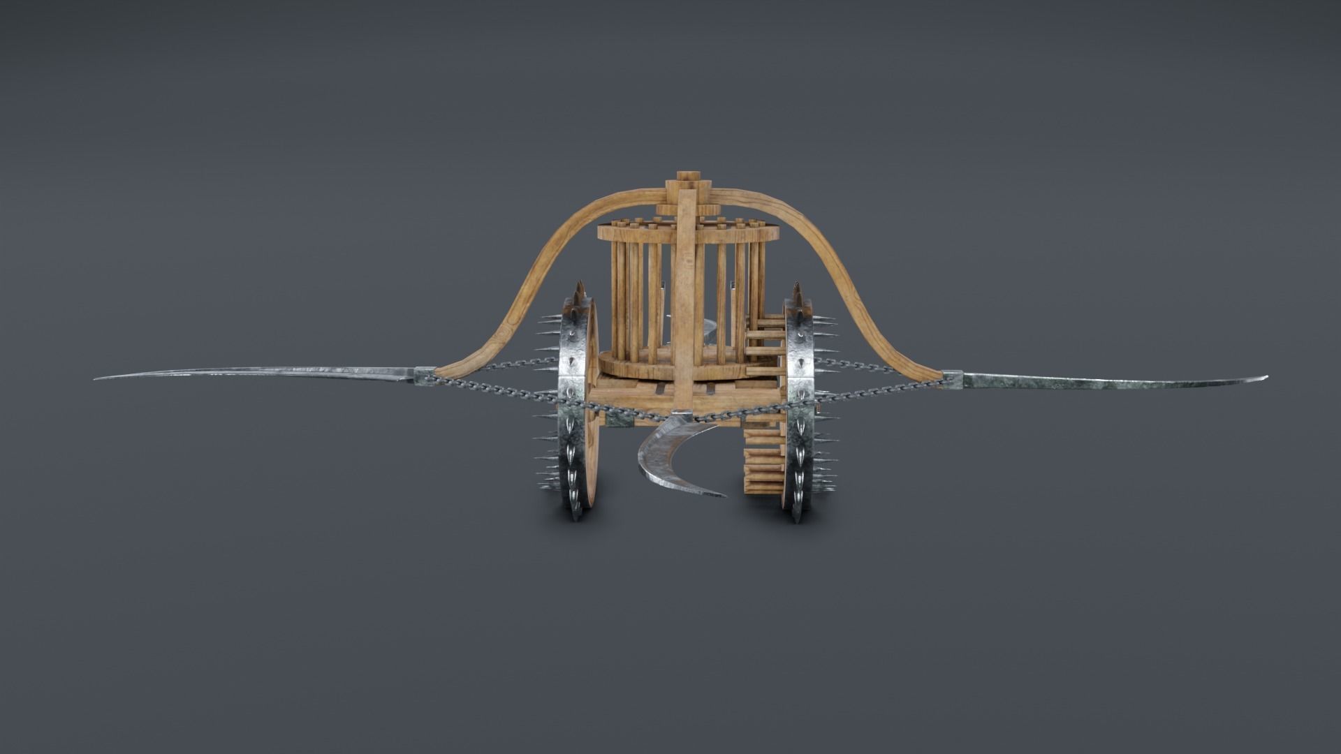 Scythed Charriot - Leonardo da Vinci Low-poly 3D model_13