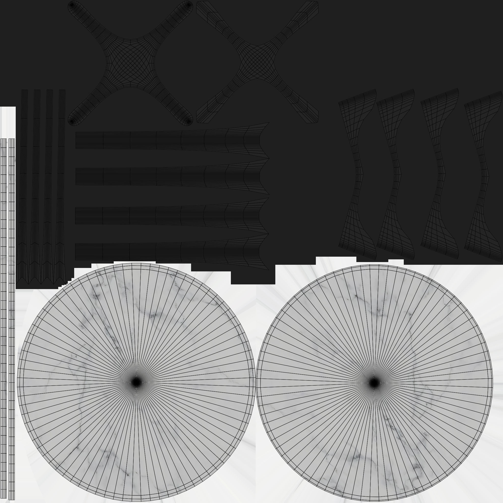 Table marble side Low-poly 3D model_10