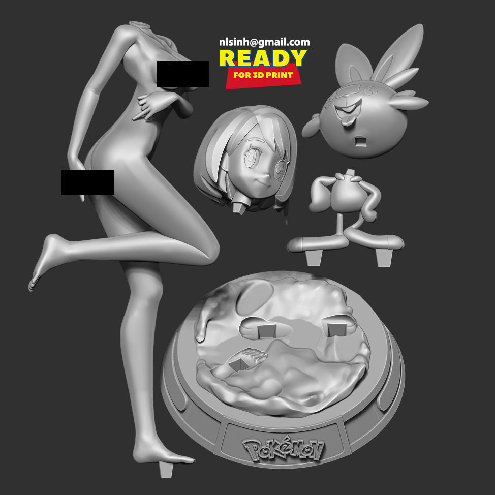Gloria and Scorbunny 3D print model_2
