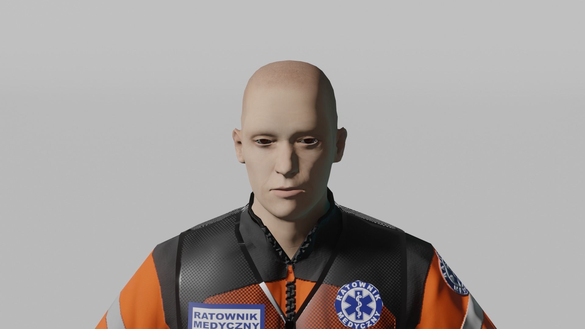 Paramedic man in orange suit Low-poly 3D model_8