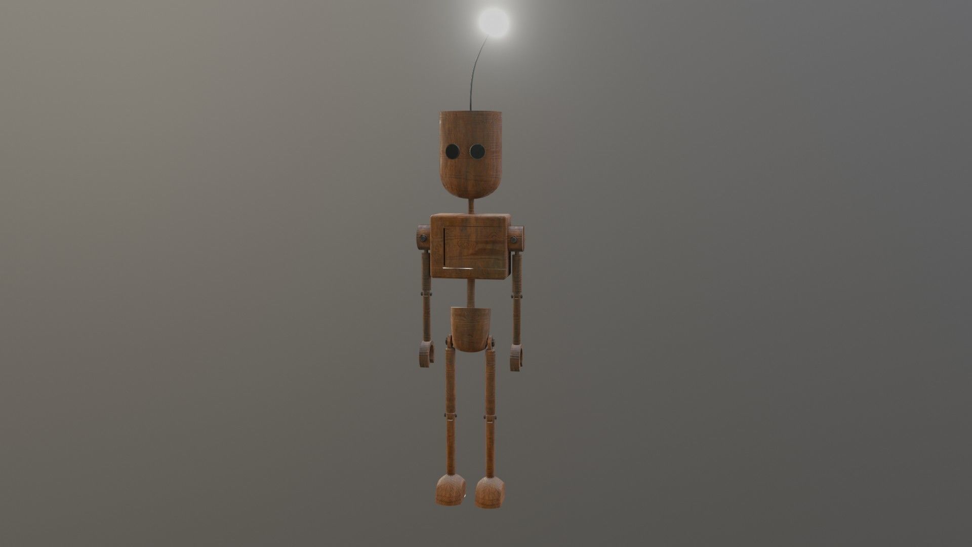 Wooden Robot Rigged Low-poly 3D model_23
