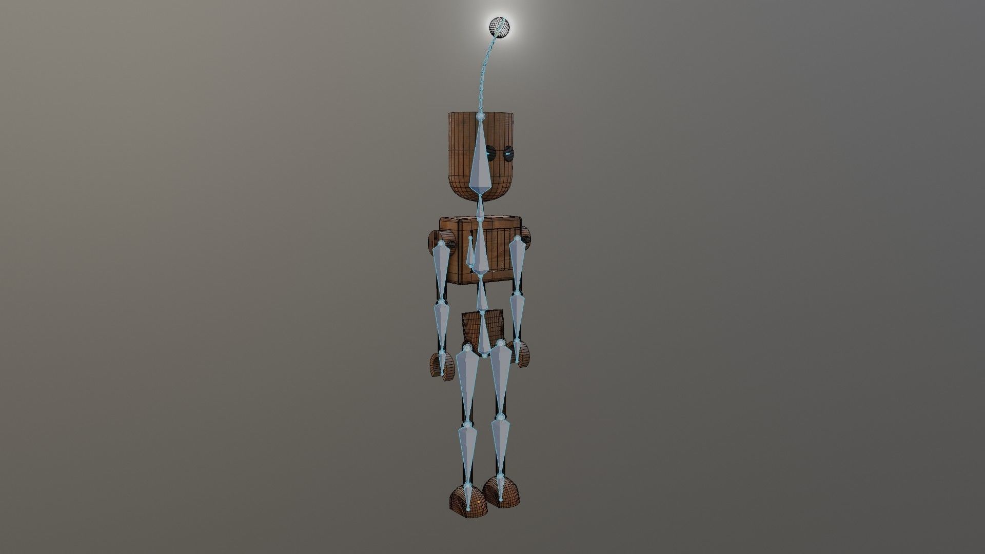 Wooden Robot Rigged Low-poly 3D model_27