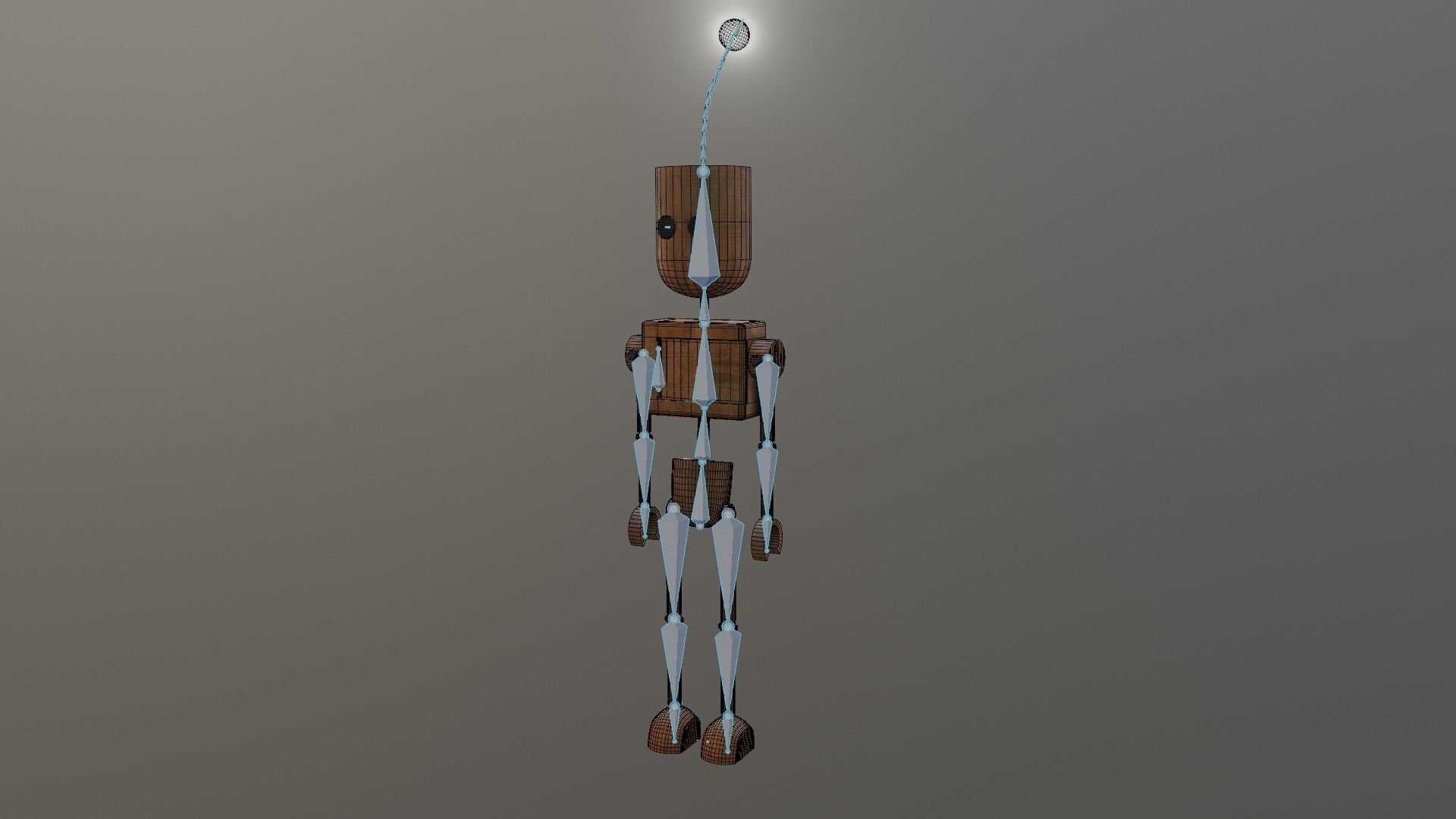 Wooden Robot Rigged Low-poly 3D model_46