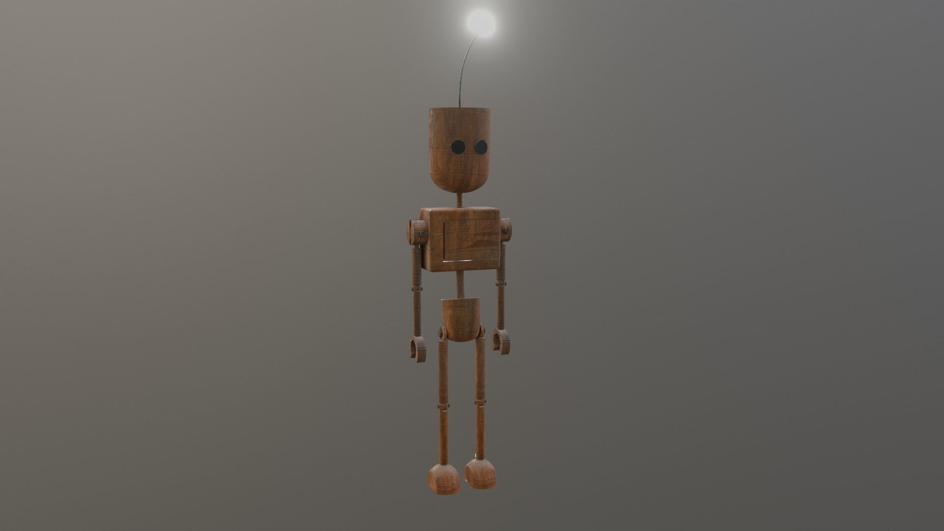 Wooden Robot Rigged Low-poly 3D model_2