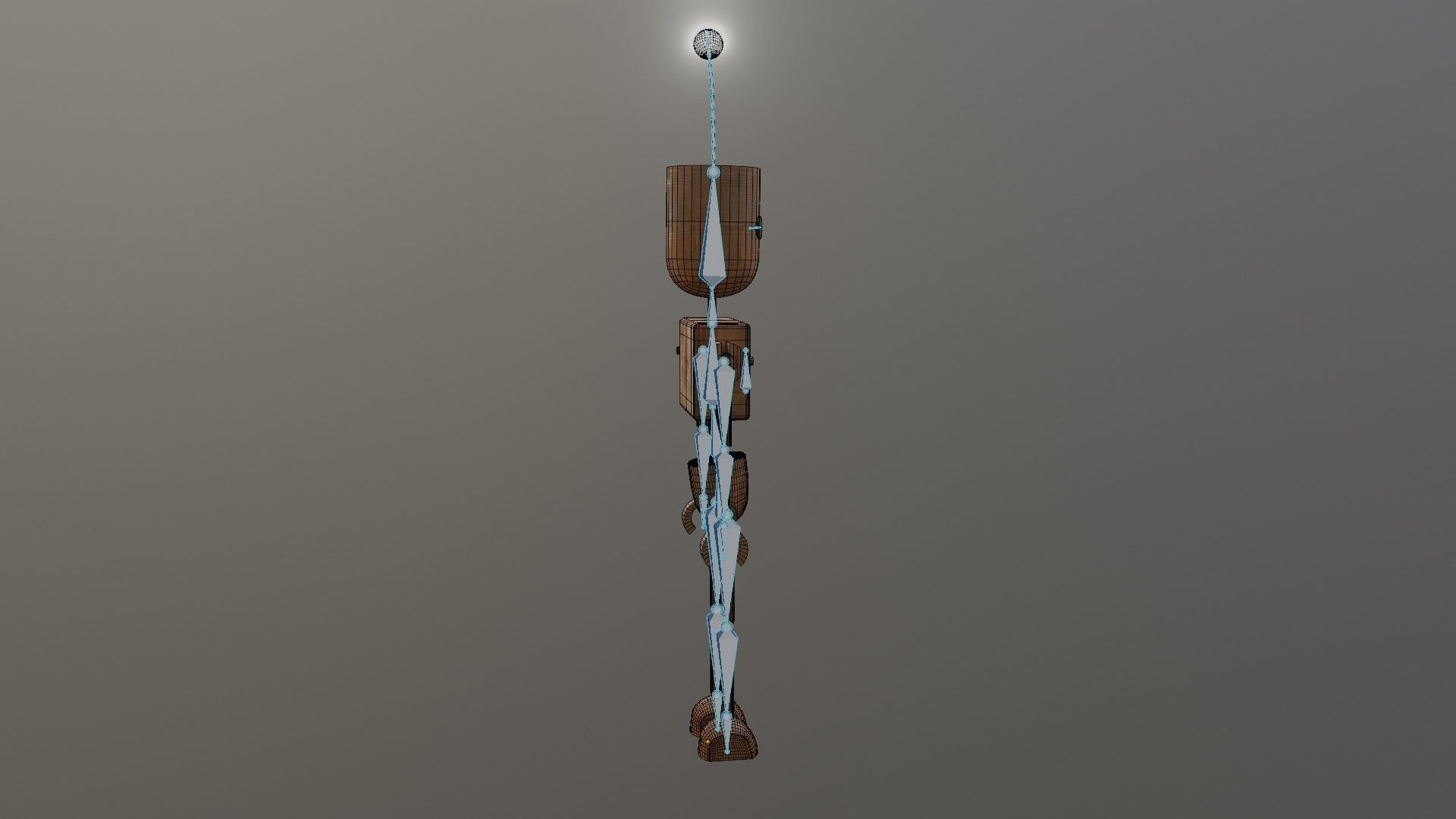 Wooden Robot Rigged Low-poly 3D model_31
