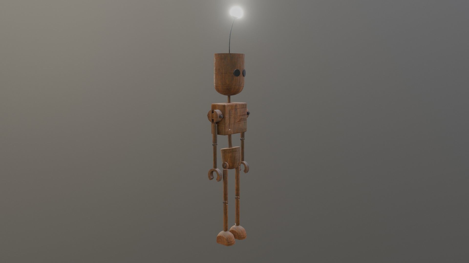 Wooden Robot Rigged Low-poly 3D model_4