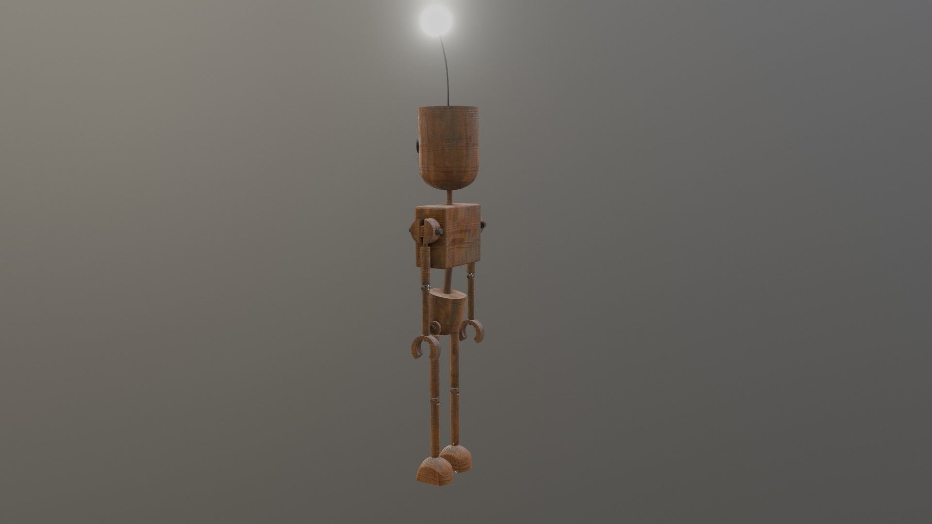 Wooden Robot Rigged Low-poly 3D model_16