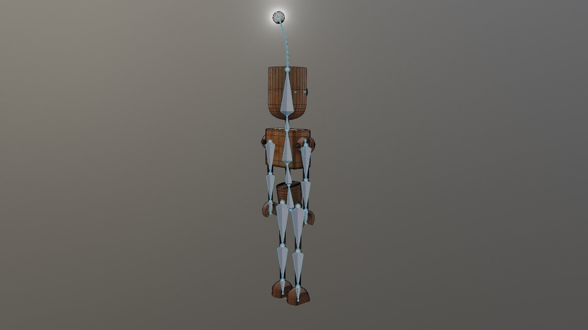 Wooden Robot Rigged Low-poly 3D model_33