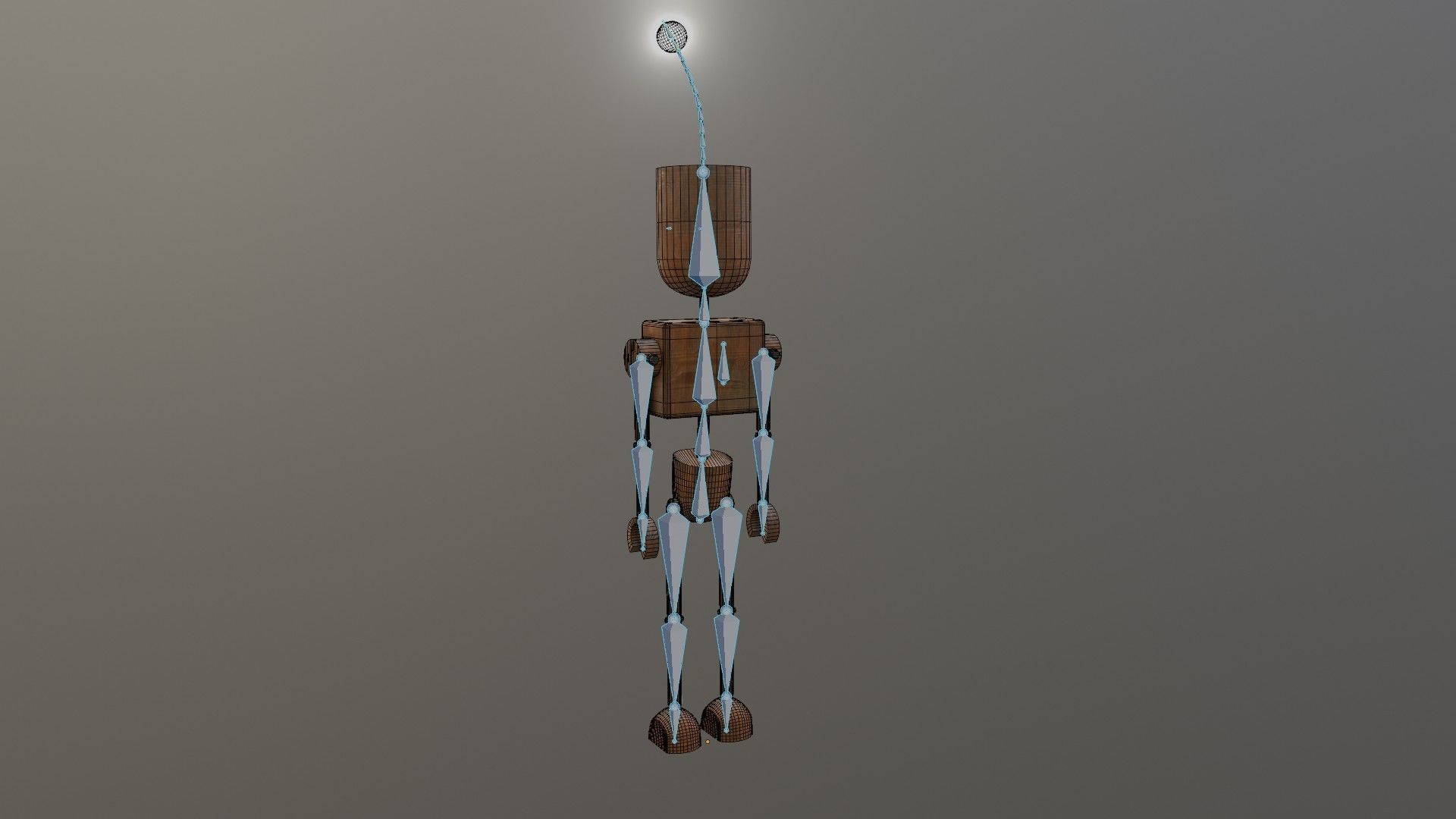 Wooden Robot Rigged Low-poly 3D model_38