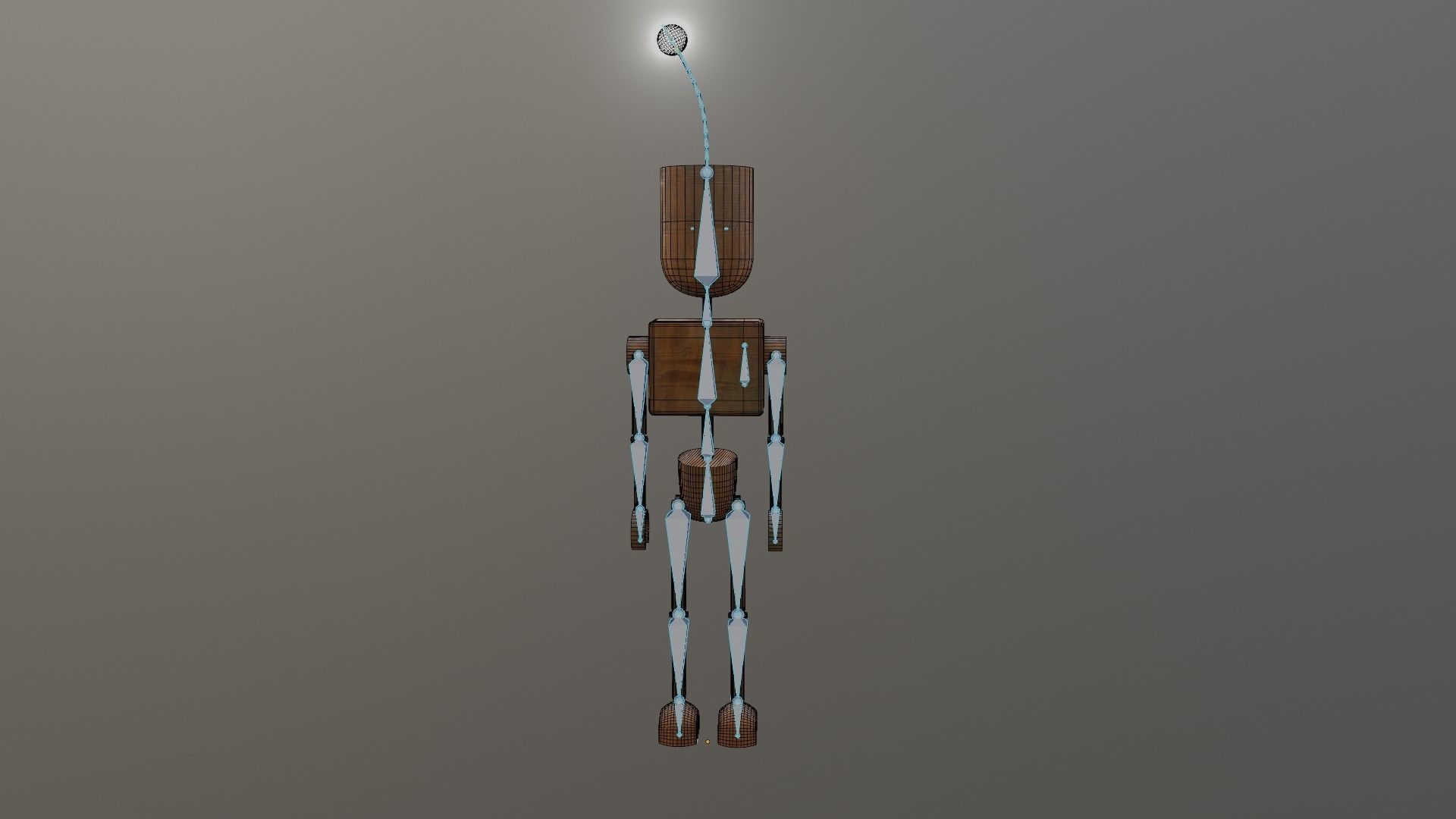 Wooden Robot Rigged Low-poly 3D model_36