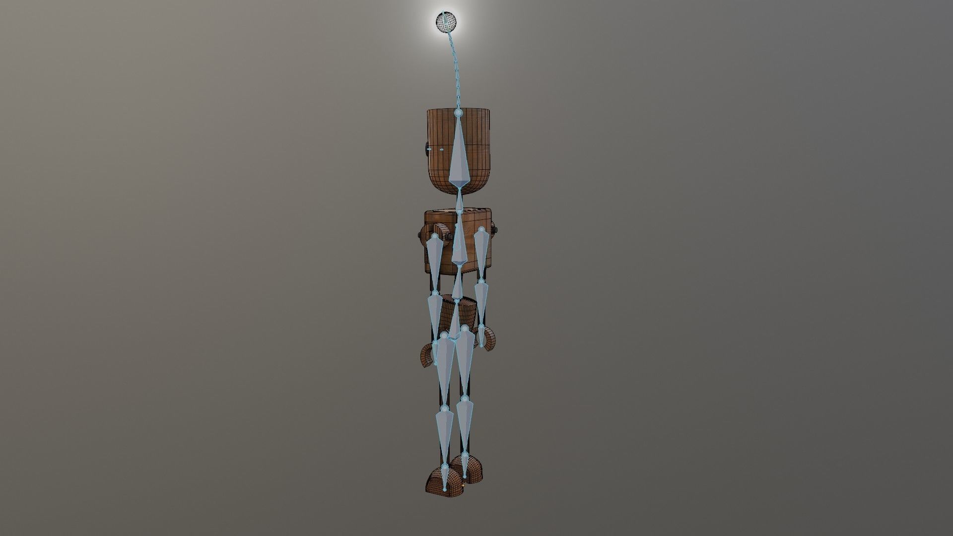 Wooden Robot Rigged Low-poly 3D model_40