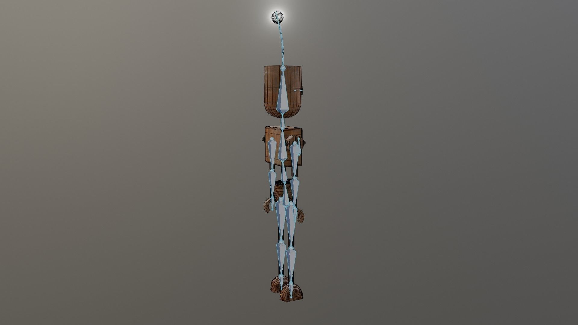 Wooden Robot Rigged Low-poly 3D model_32