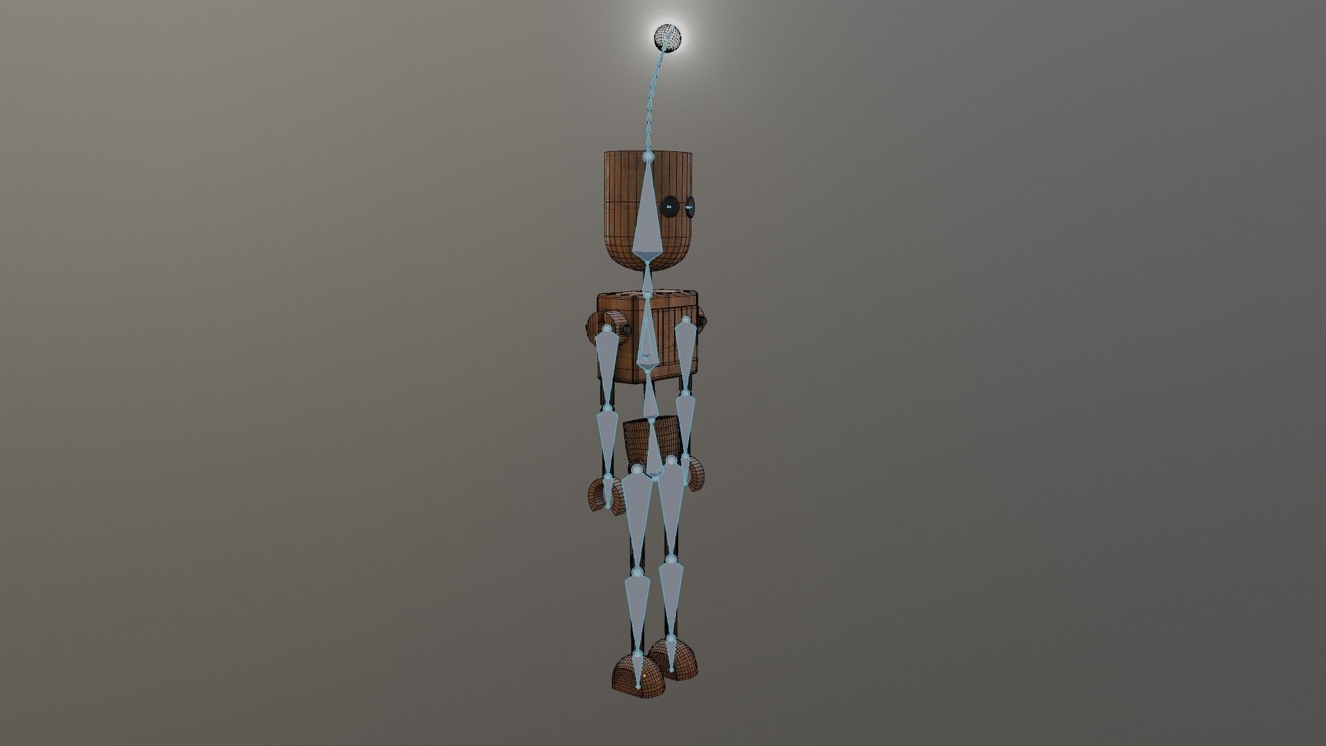 Wooden Robot Rigged Low-poly 3D model_28