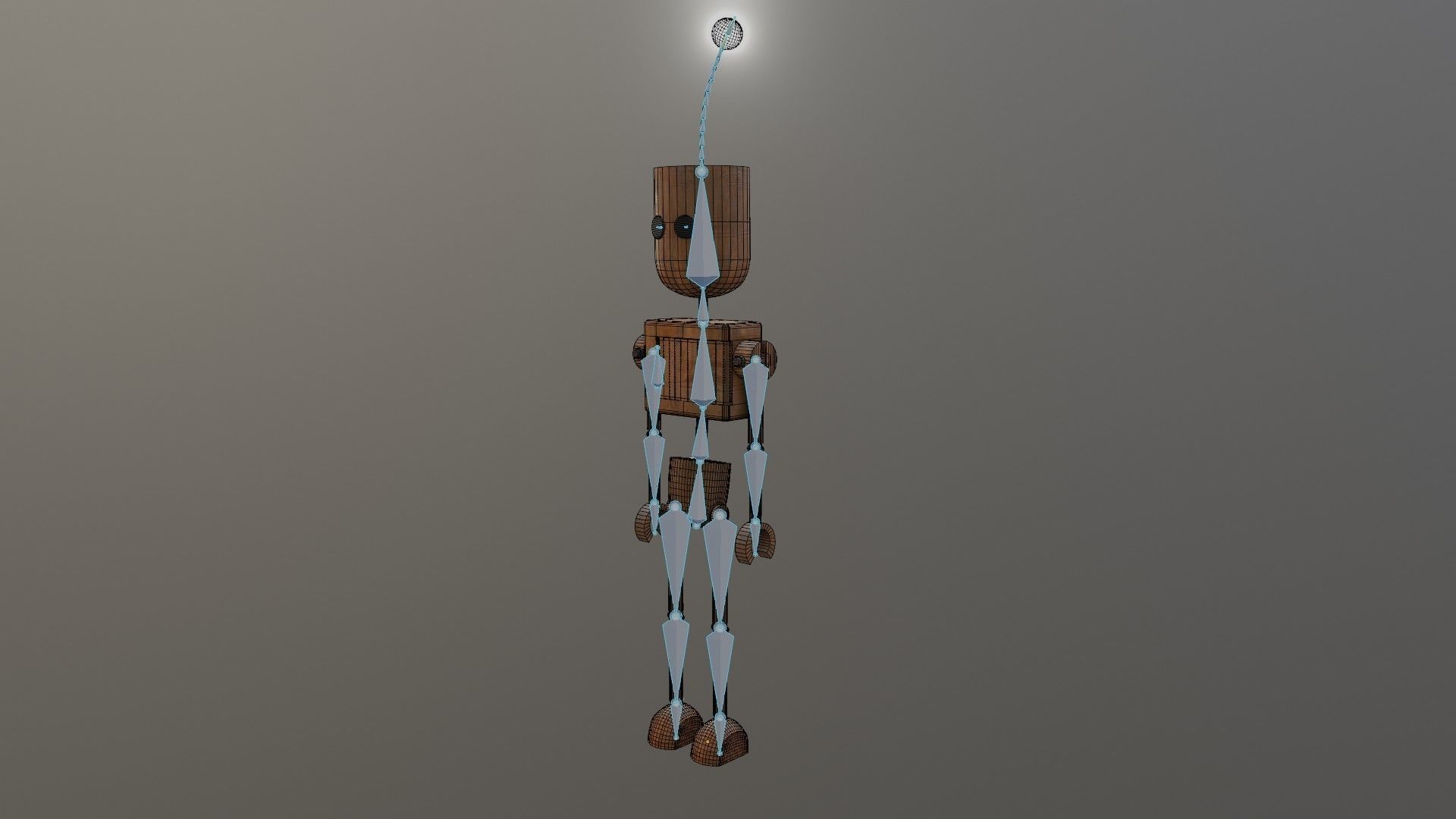Wooden Robot Rigged Low-poly 3D model_45