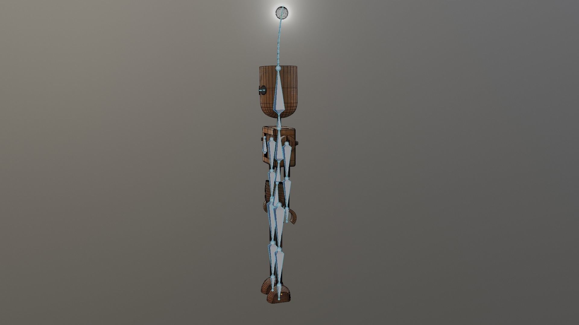 Wooden Robot Rigged Low-poly 3D model_43
