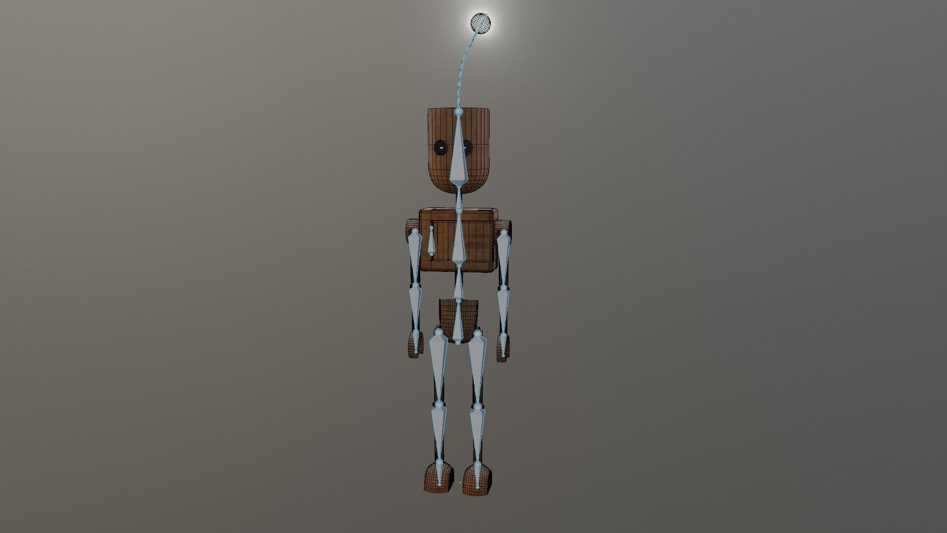 Wooden Robot Rigged Low-poly 3D model_47