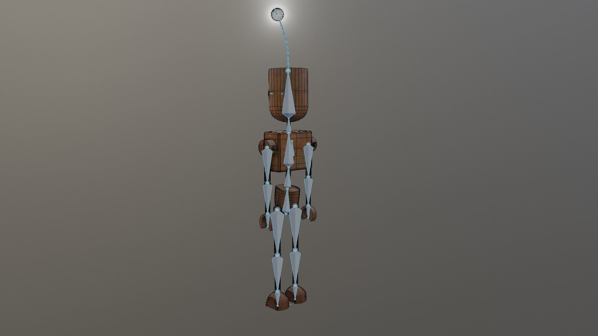 Wooden Robot Rigged Low-poly 3D model_39