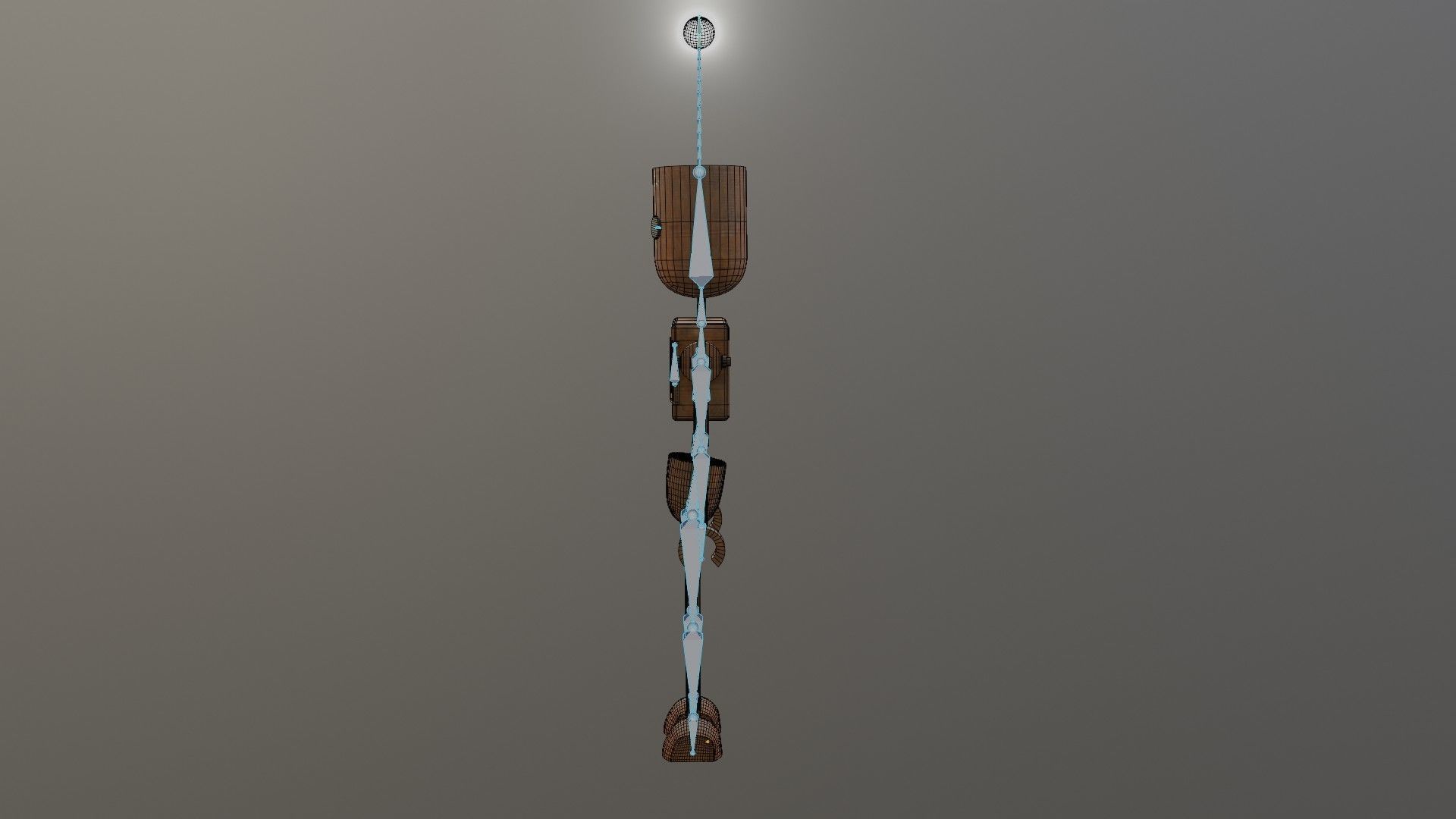 Wooden Robot Rigged Low-poly 3D model_42