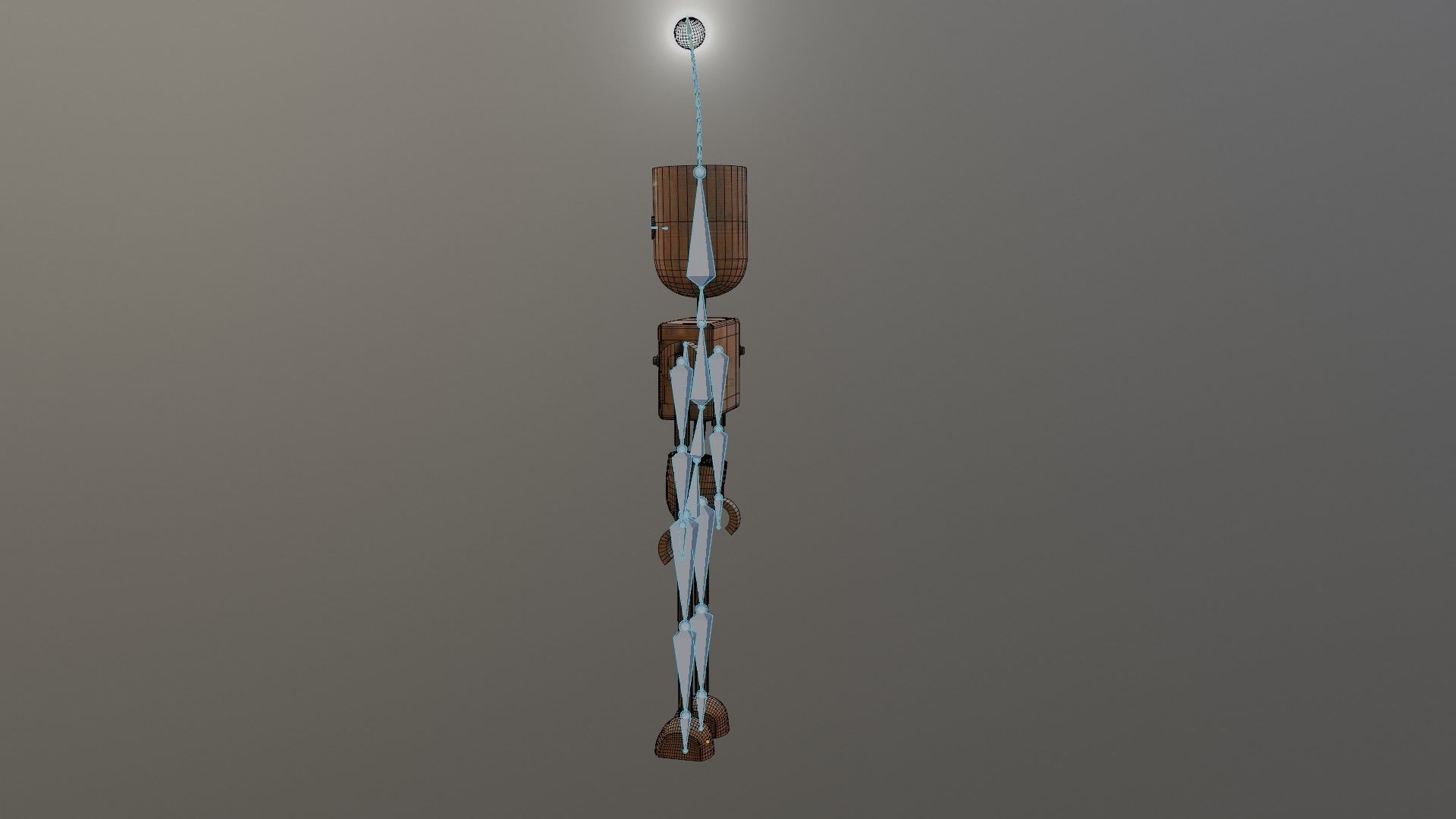 Wooden Robot Rigged Low-poly 3D model_41