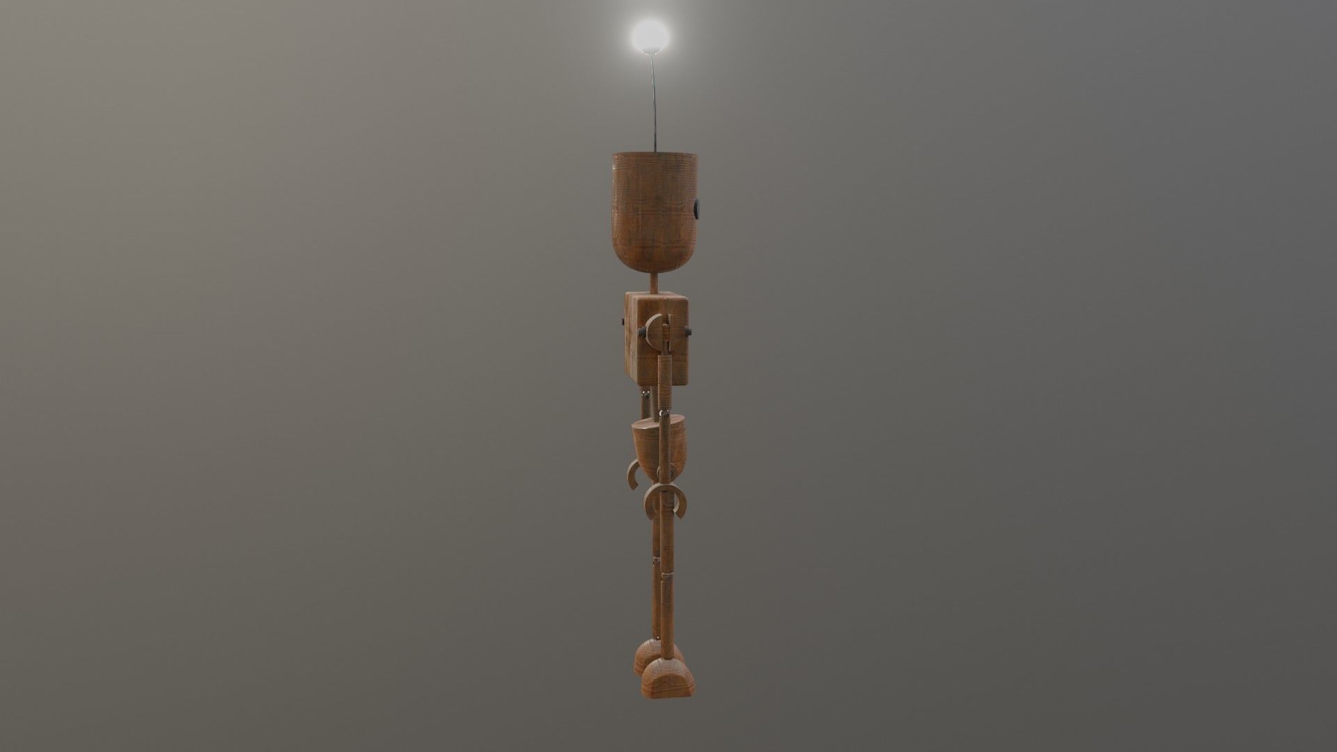 Wooden Robot Rigged Low-poly 3D model_7