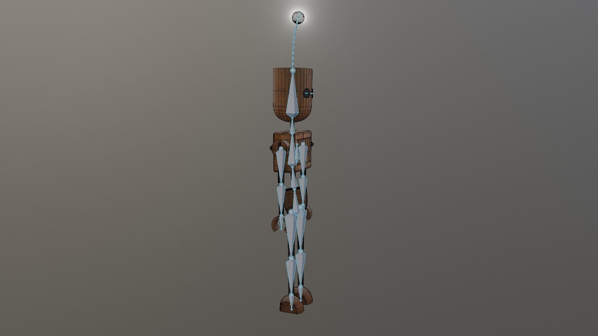 Wooden Robot Rigged Low-poly 3D model_29