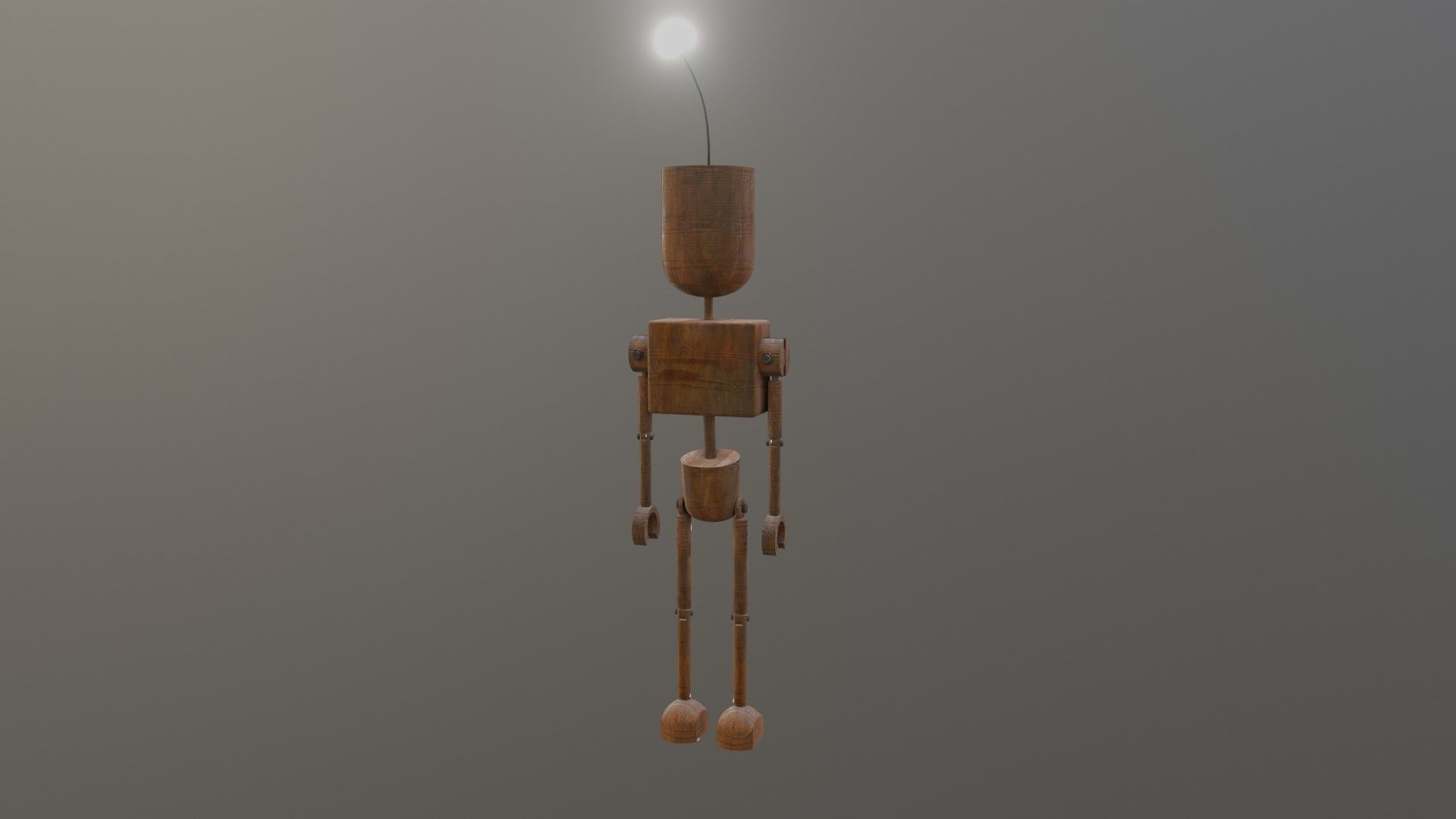 Wooden Robot Rigged Low-poly 3D model_11