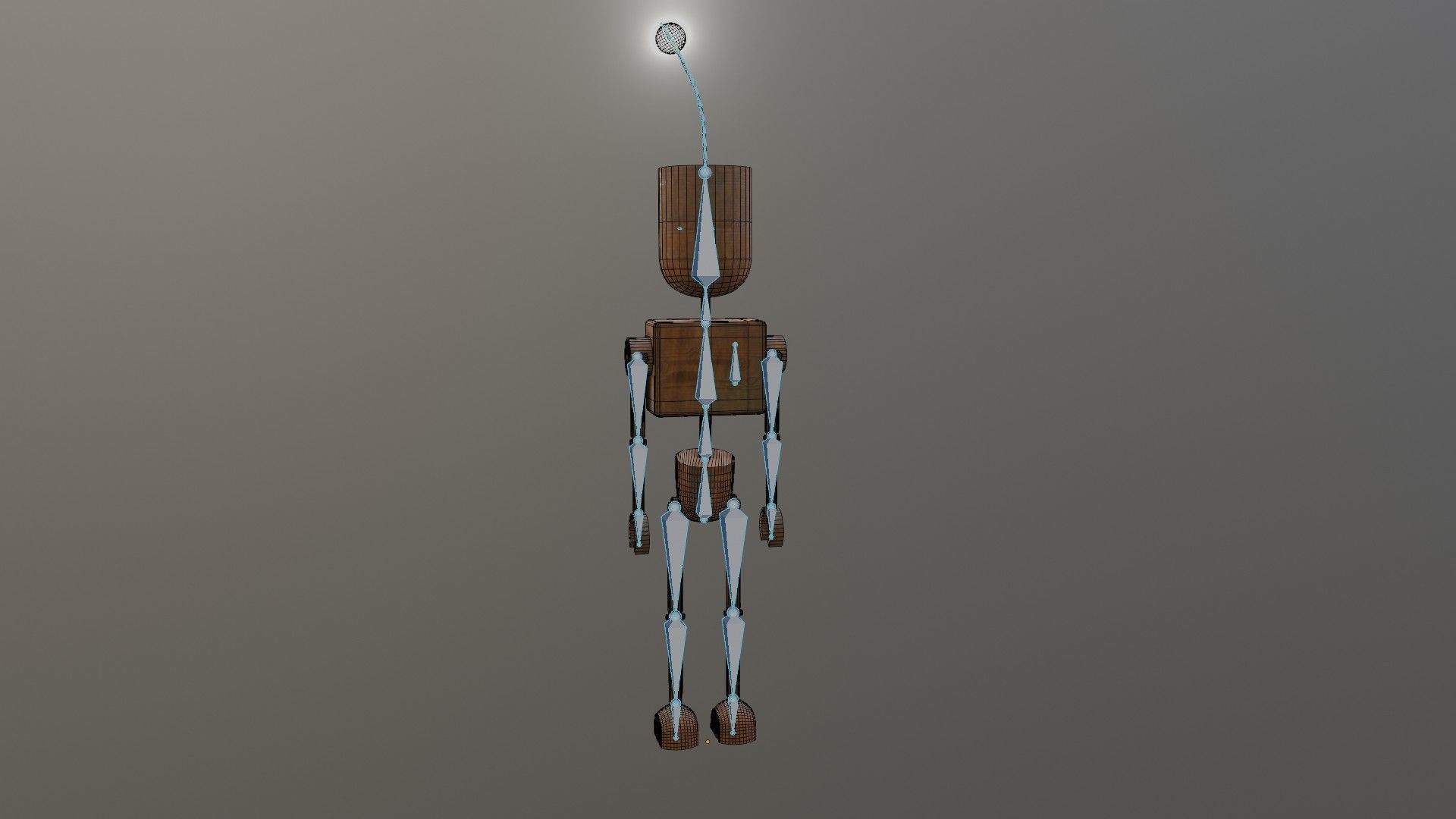 Wooden Robot Rigged Low-poly 3D model_37