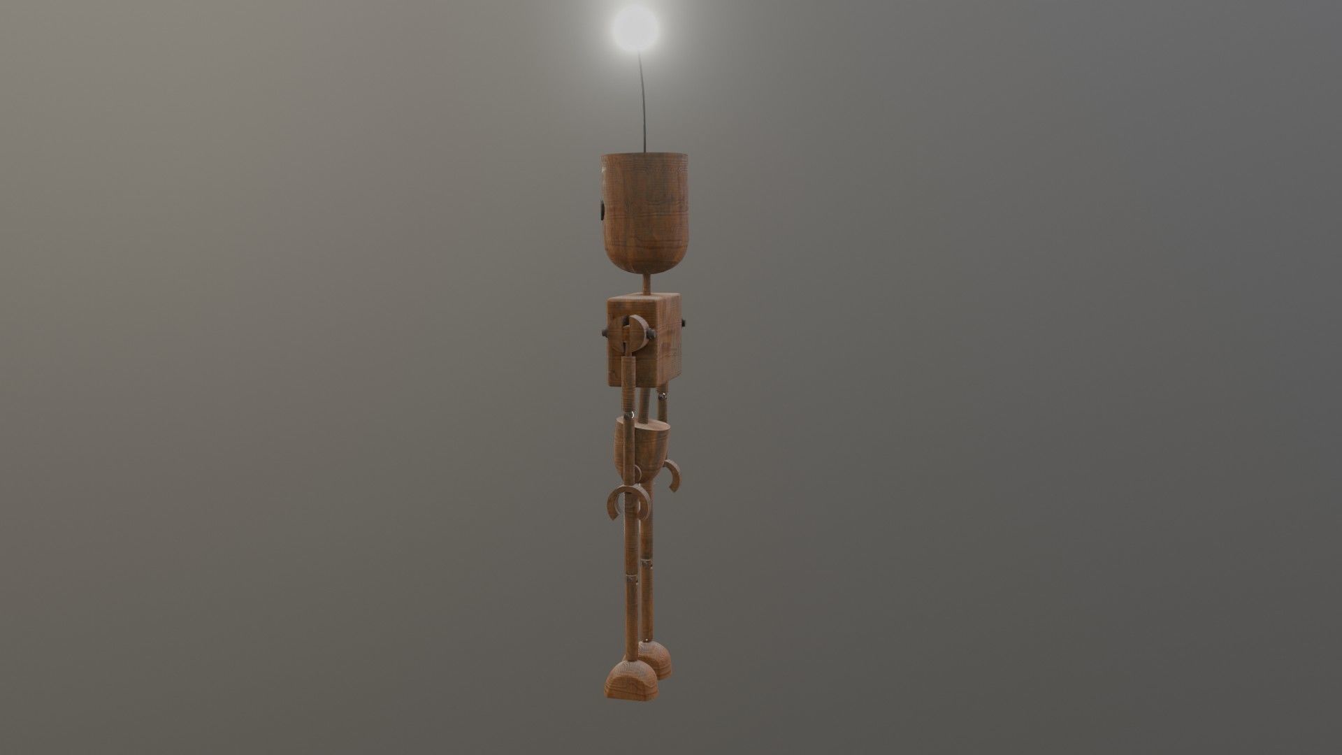 Wooden Robot Rigged Low-poly 3D model_17