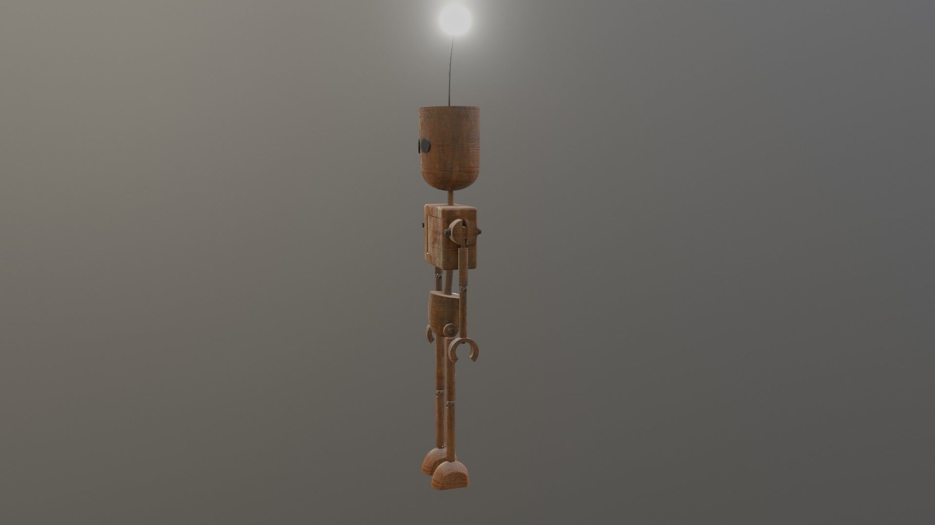 Wooden Robot Rigged Low-poly 3D model_19