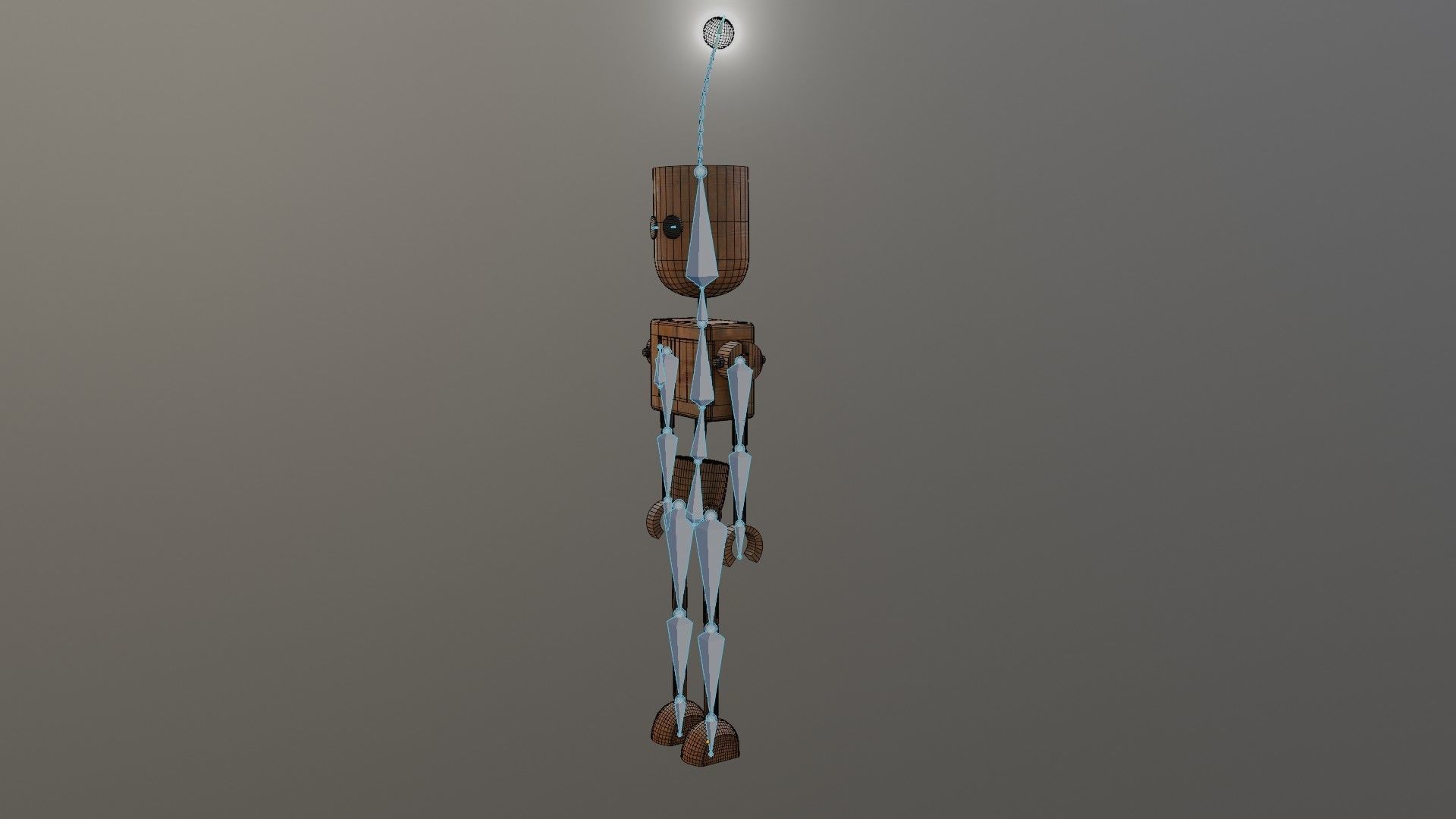 Wooden Robot Rigged Low-poly 3D model_44