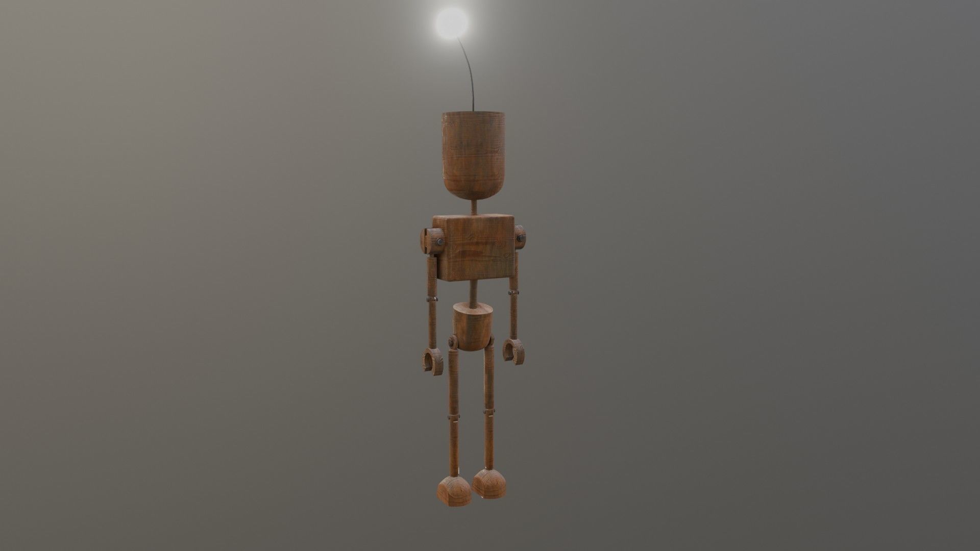 Wooden Robot Rigged Low-poly 3D model_14