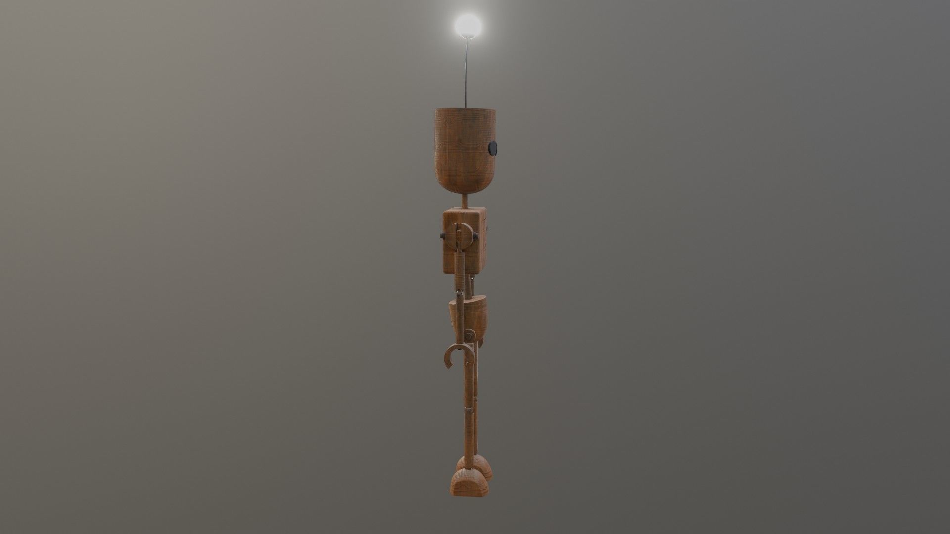 Wooden Robot Rigged Low-poly 3D model_6