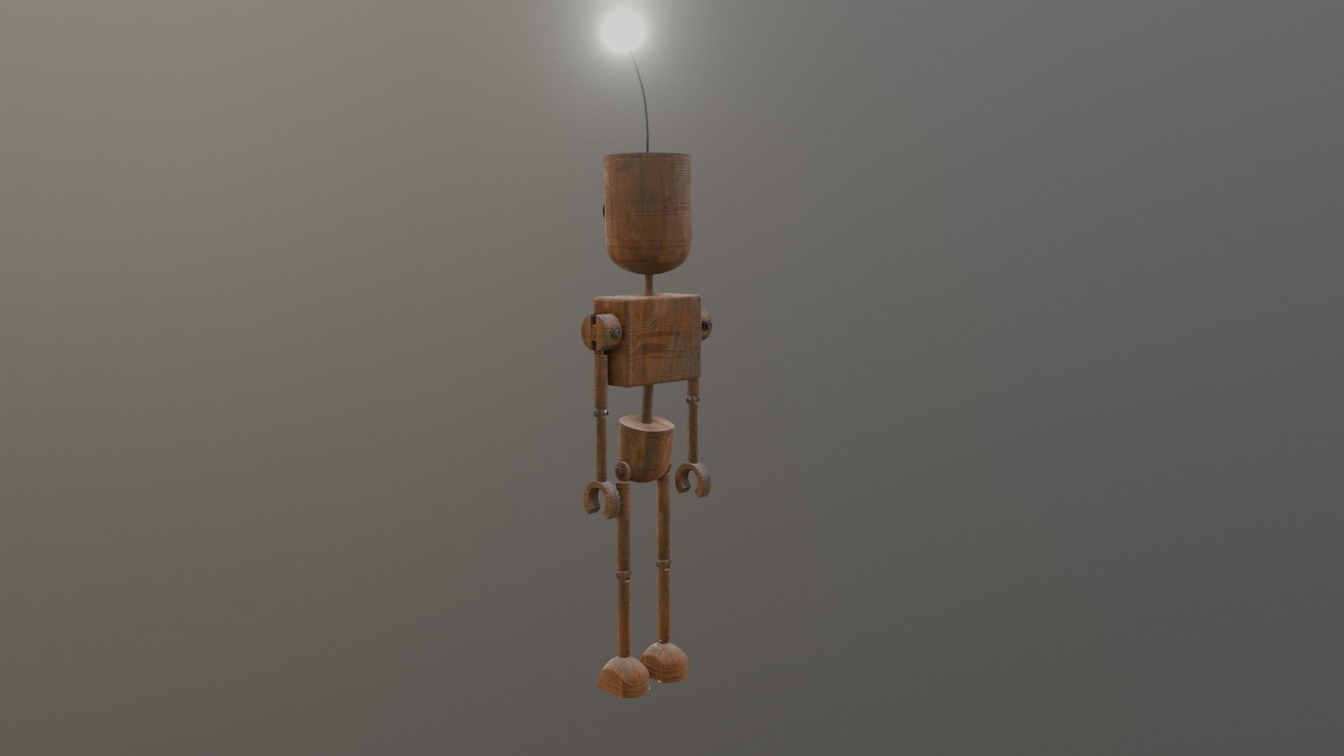 Wooden Robot Rigged Low-poly 3D model_15