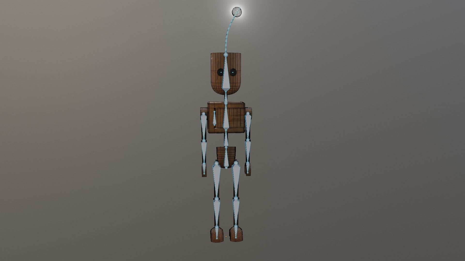Wooden Robot Rigged Low-poly 3D model_48