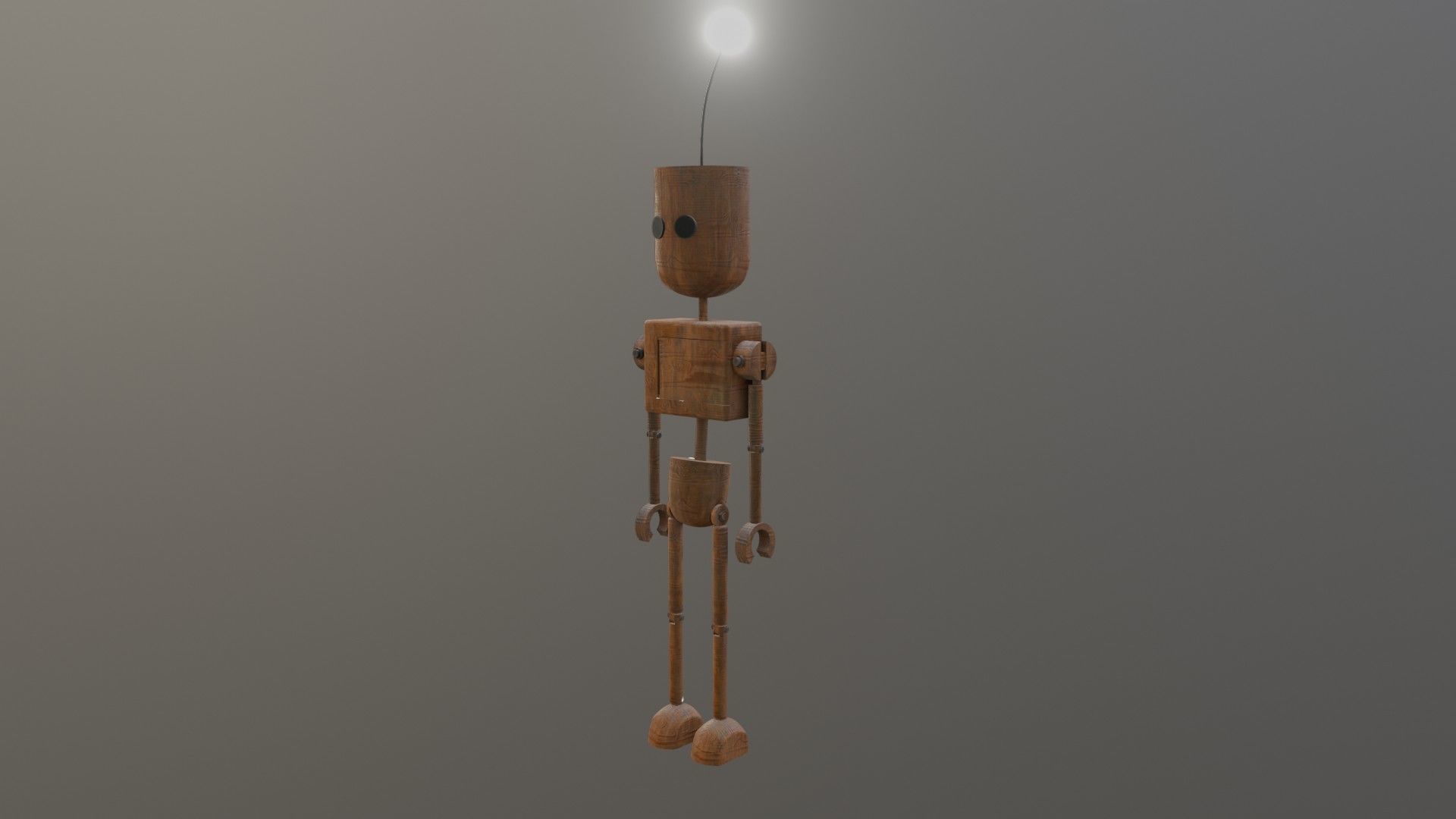 Wooden Robot Rigged Low-poly 3D model_21