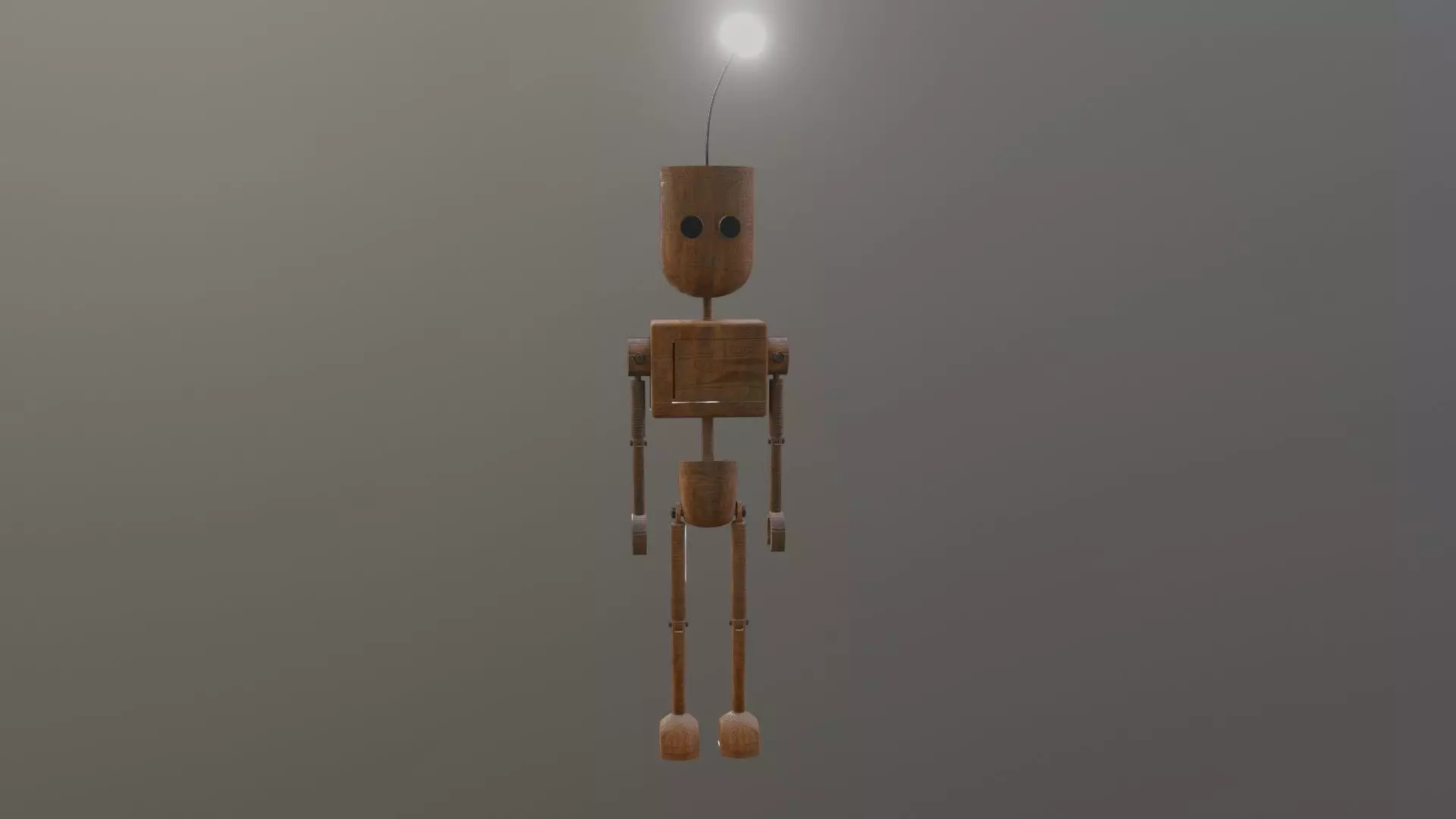 Wooden Robot Rigged Low-poly 3D model_0