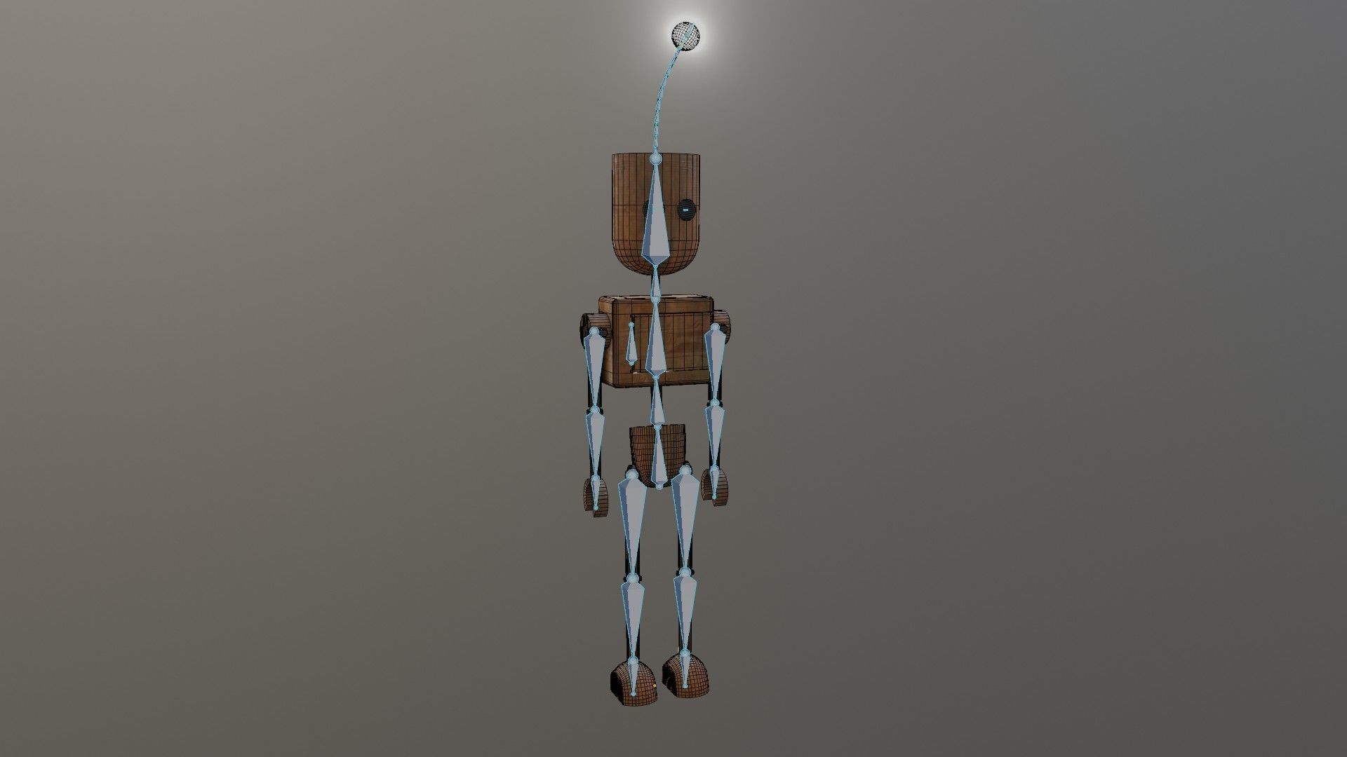 Wooden Robot Rigged Low-poly 3D model_26