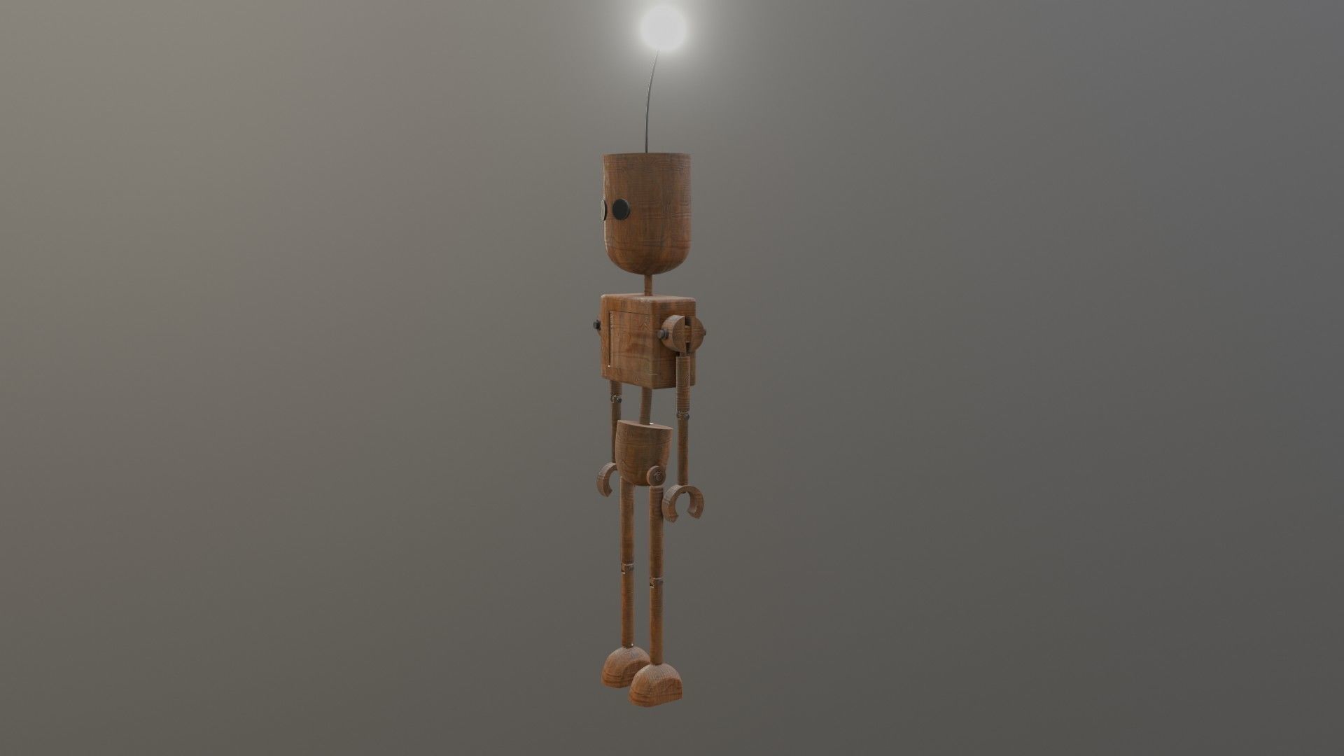 Wooden Robot Rigged Low-poly 3D model_20
