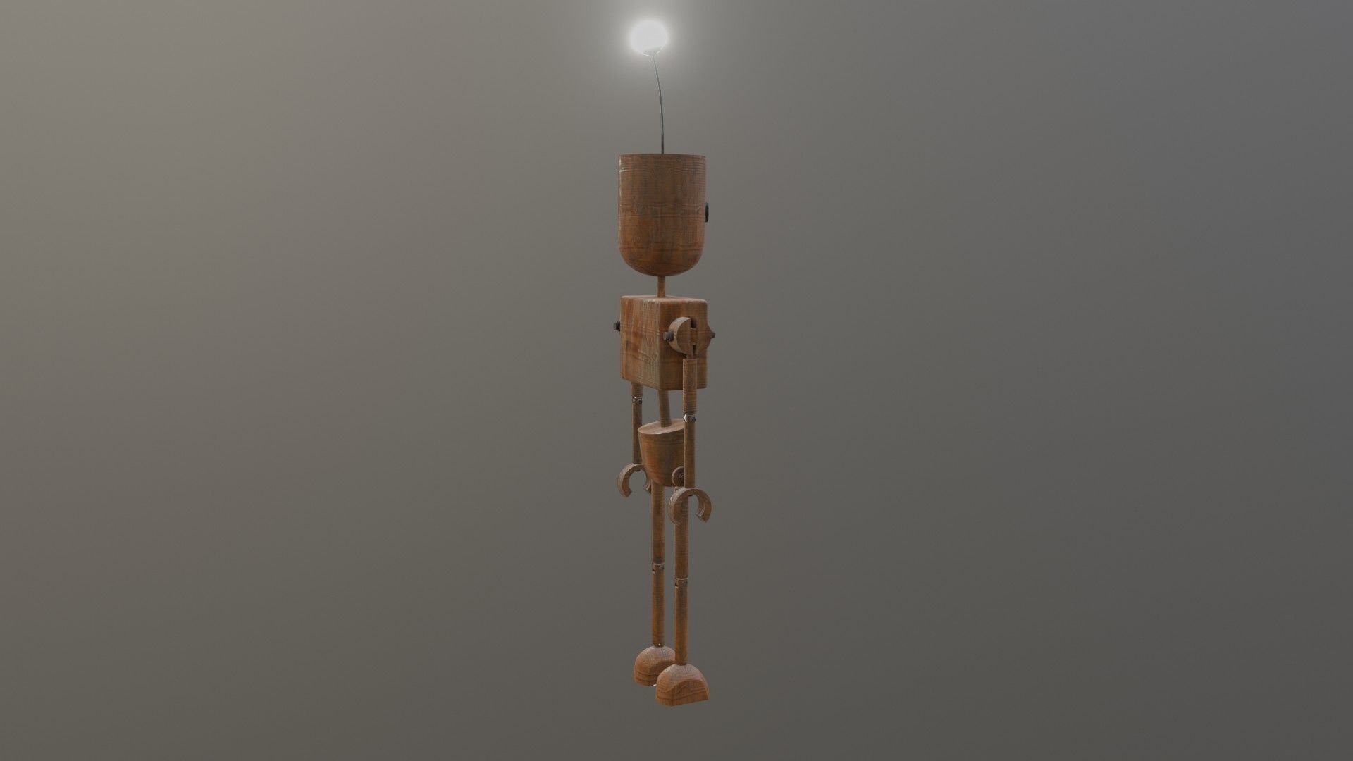 Wooden Robot Rigged Low-poly 3D model_8