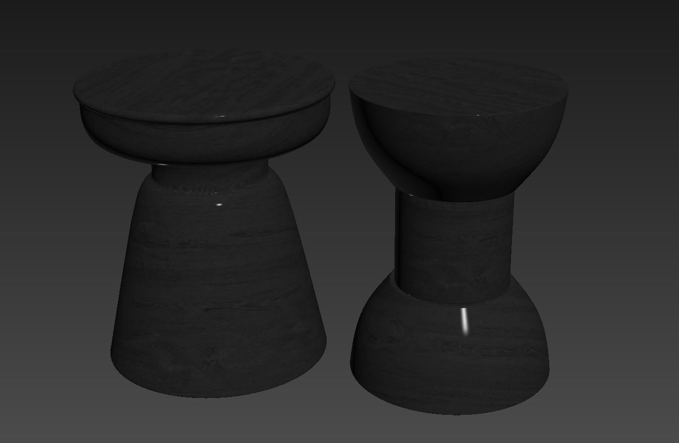 Sage and Wisdom Table Stool Matte Black 3D model_5