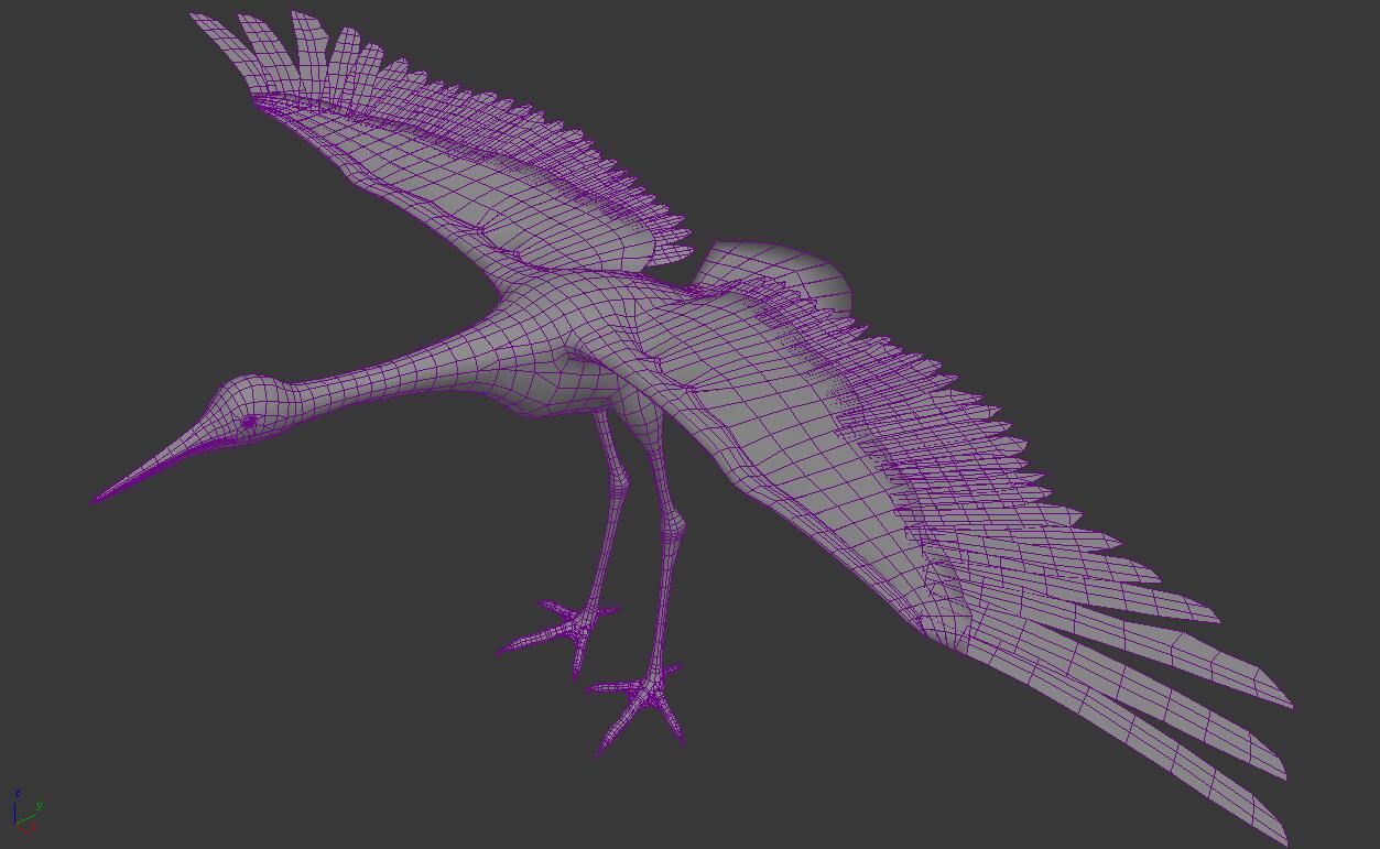 Red-crowned crane Low-poly 3D model_4