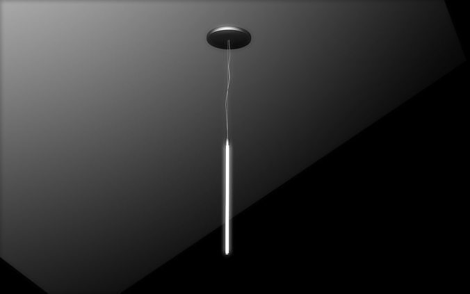 Fluorescent pendant light Free low-poly 3D model