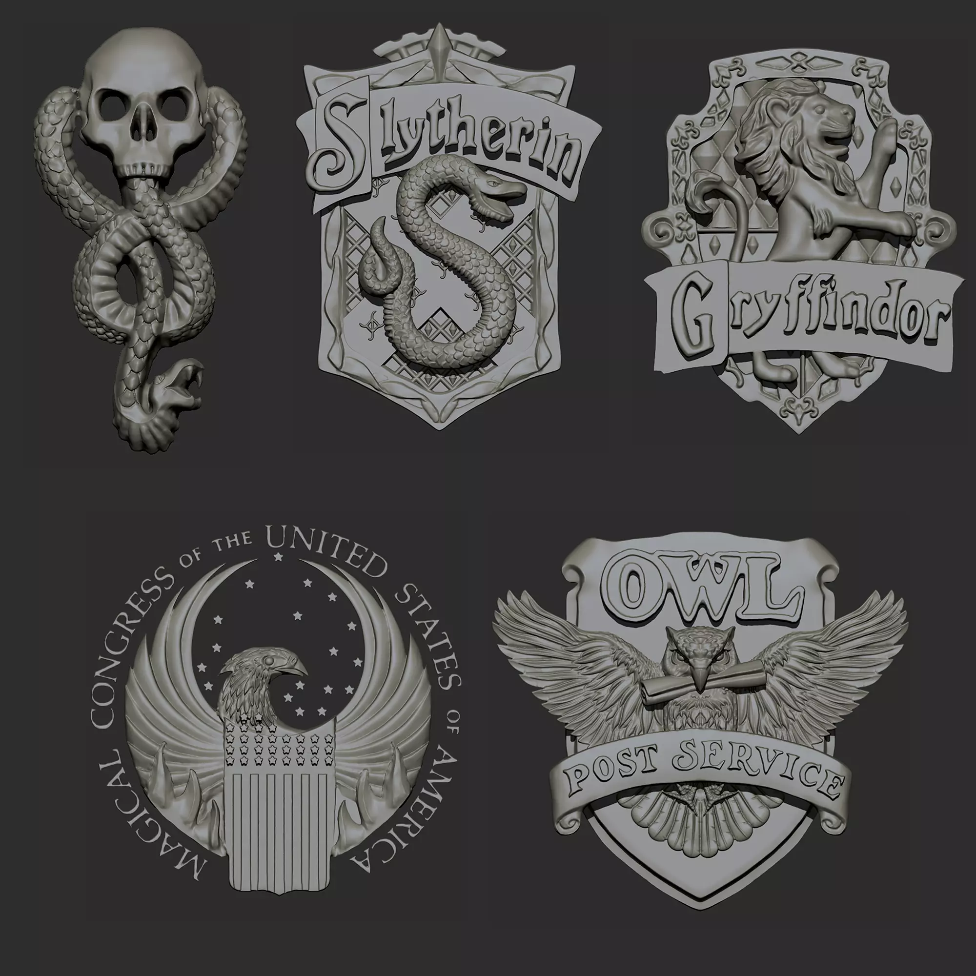 Potter Universe - 5 logos - OBJ and STL 3D print model_0