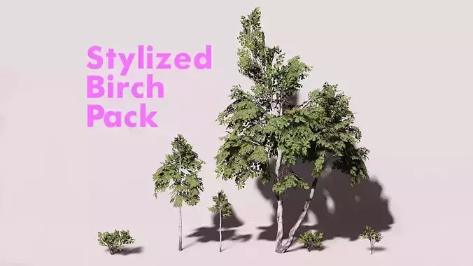 Stylized Trees Pack Low-poly 3D model