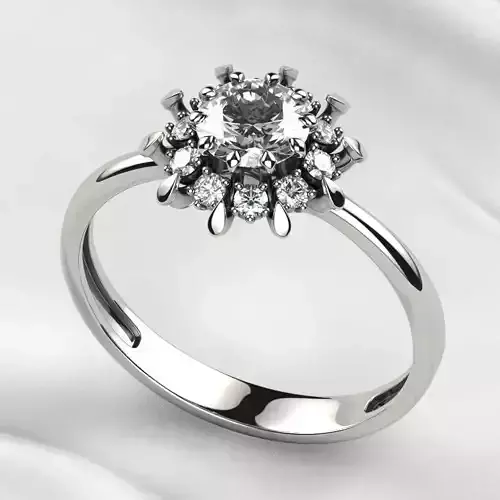 5mm Gemstone Gothic Flower Gold Ring