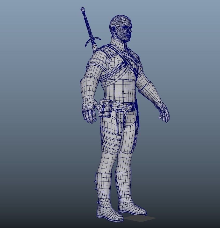 Warrior Game Character Low-poly 3D model_12