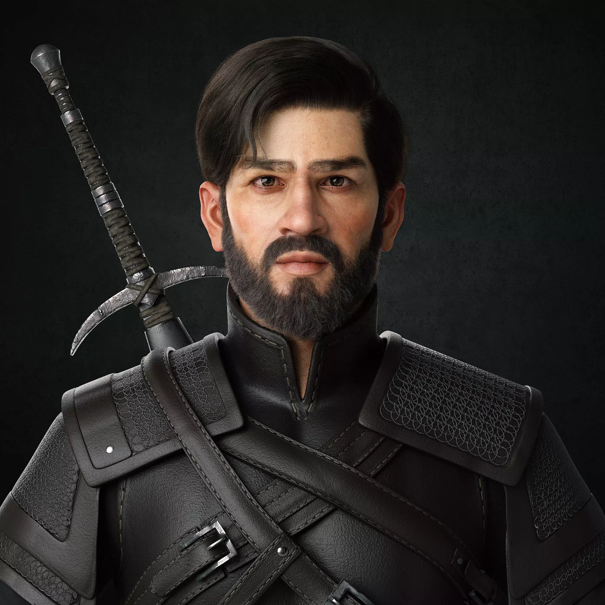 Warrior Game Character Low-poly 3D model_0